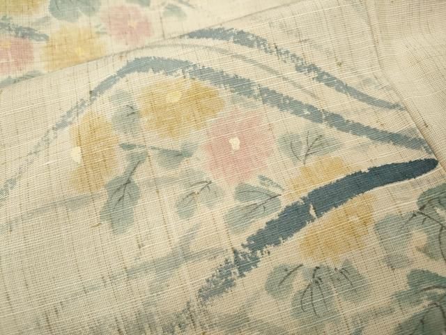 平和屋着物○訪問着 生紬 手描き 草花文 正絹 逸品 CABD7568ut - メルカリ