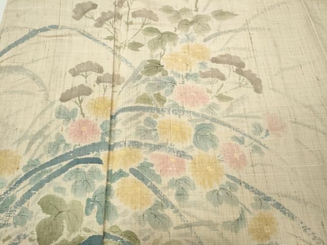 平和屋着物●訪問着　生紬　手描き　草花文　正絹　逸品　CABD7568ut 平和屋着物○訪問着 生紬 手描き 草花文 正絹 逸品 CABD7568ut - メルカリ