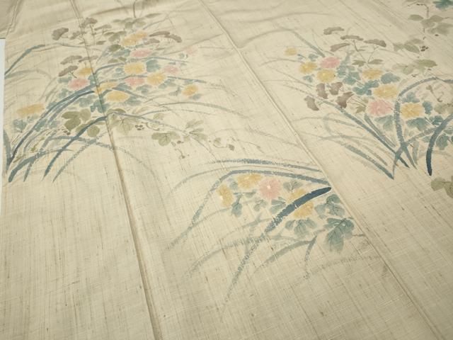 平和屋着物●訪問着　生紬　手描き　草花文　正絹　逸品　CABD7568ut 平和屋着物○訪問着 生紬 手描き 草花文 正絹 逸品 CABD7568ut - メルカリ