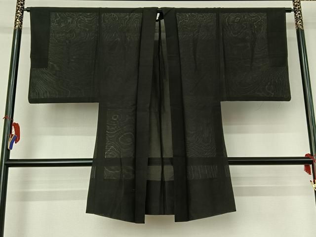 平和屋着物▽男性 羽織 スリーシーズン 春夏秋 塵除け 暗黒色 正絹 逸品 AABG8832jh