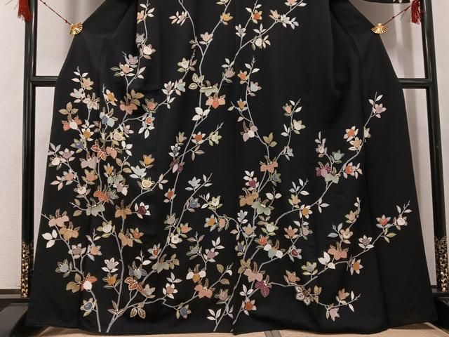 平和屋着物●訪問着　桐　橘　黒地　金彩　正絹　逸品　AABG9582ph 平和屋着物○訪問着 桐 橘 黒地 金彩 正絹 逸品 AABG9582ph - メルカリ