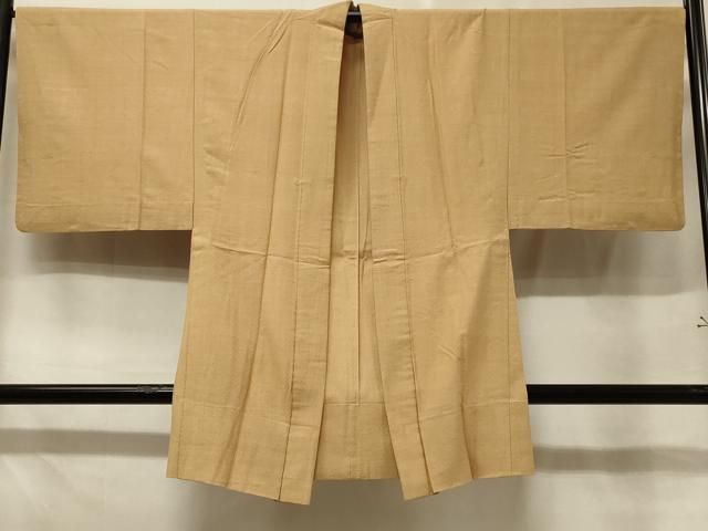平和屋着物＃男性　長羽織　紬地　単衣　霞文　蜂蜜色　正絹　逸品　CABE5326in 平和屋着物＃男性 長羽織 紬地 単衣 霞文 蜂蜜色 正絹 逸品