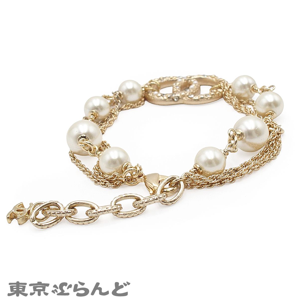 シャネル CHANEL ブレスレット ゴールド メタル コスチュームパール 