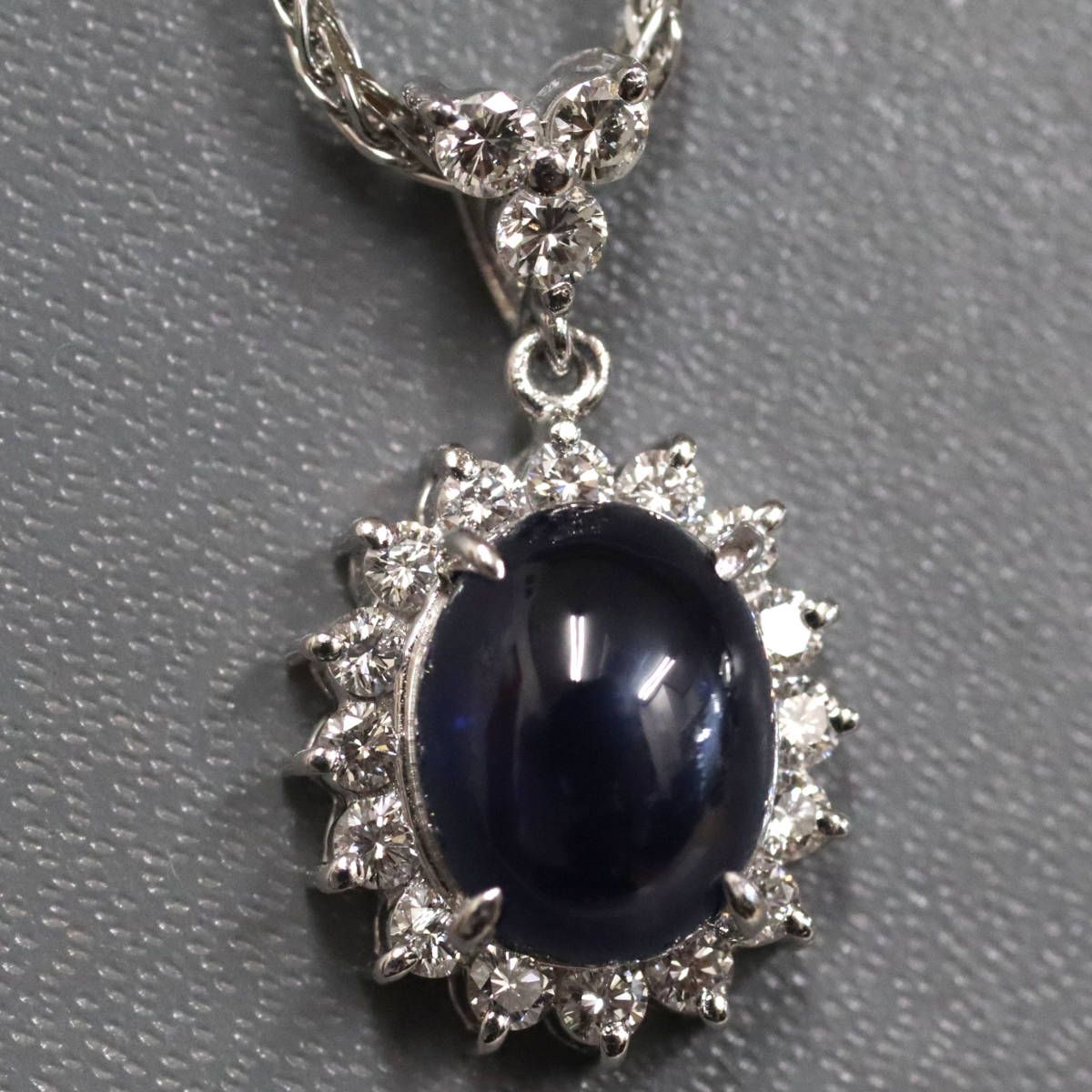 Pt900/850サファイアダイヤモンドペンダント S3.02 D0.45 7.7g 45cm 