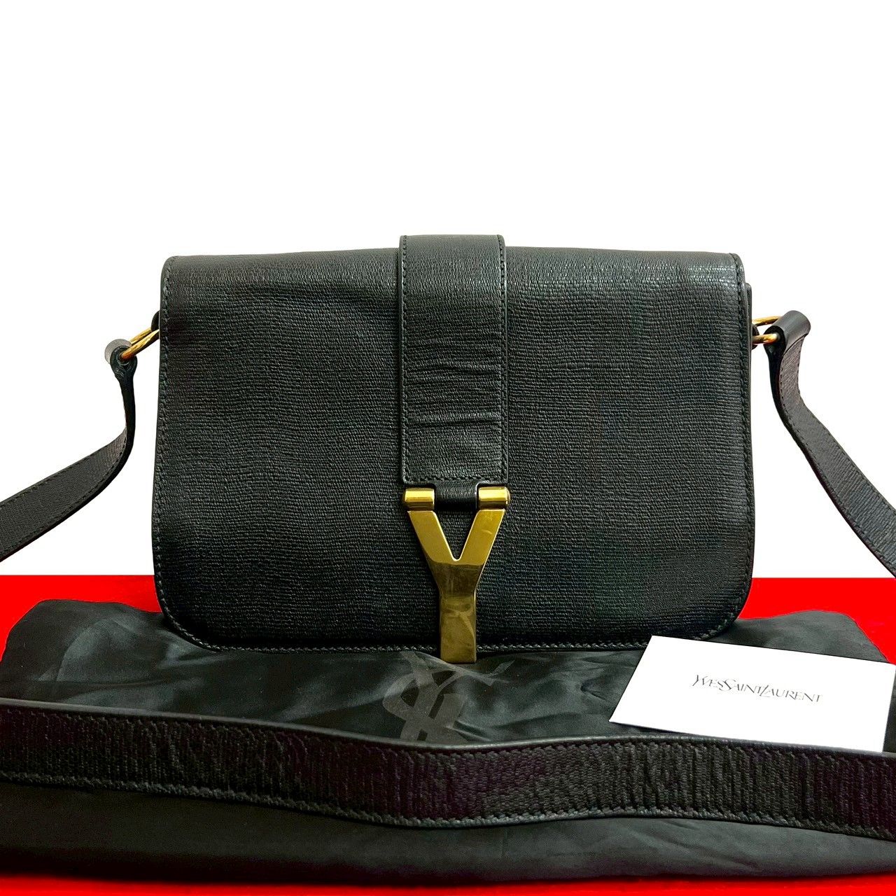 極 美品 袋付き YVES SAINT LAURENT イヴ・サンローラン ロゴ