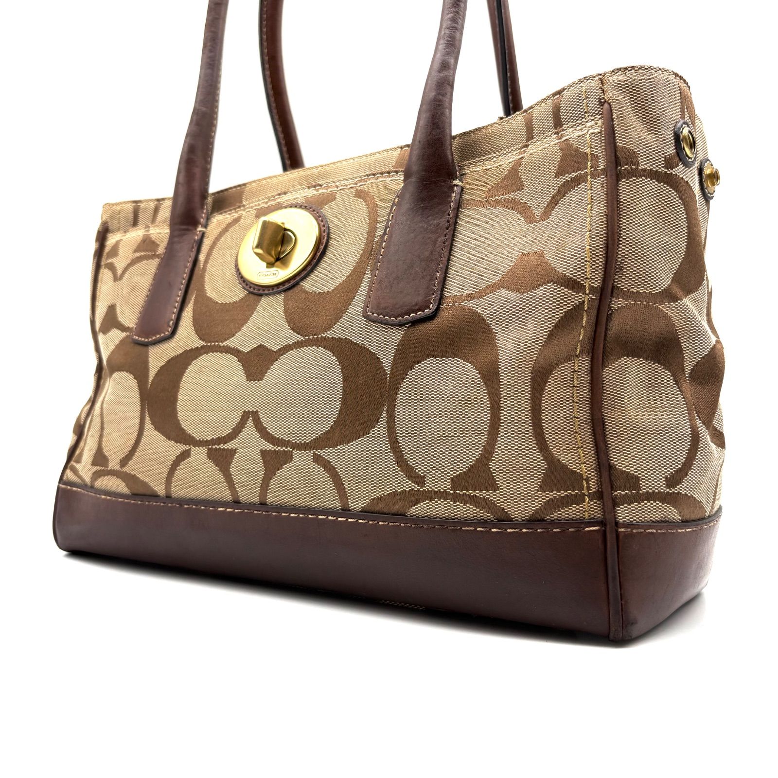 COACH y2k signature canvas leather tote bag コーチ シグネチャー柄 