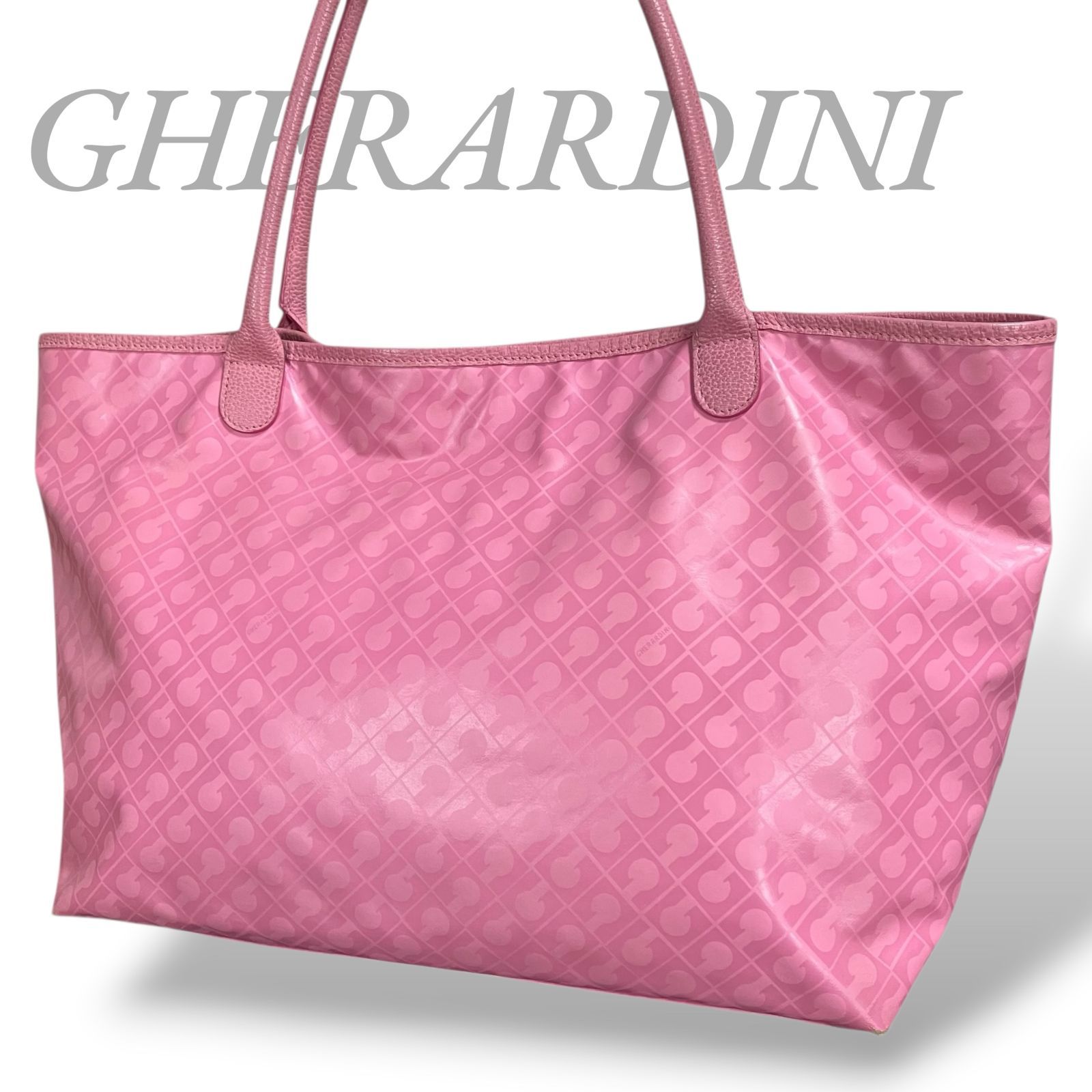 美品GHERARDINI　モノグラム　トートバック　グラデーション　ピンク MY0515】GHERARDINI ゲラルディーニ トートバッグ 肩掛け ソフティ