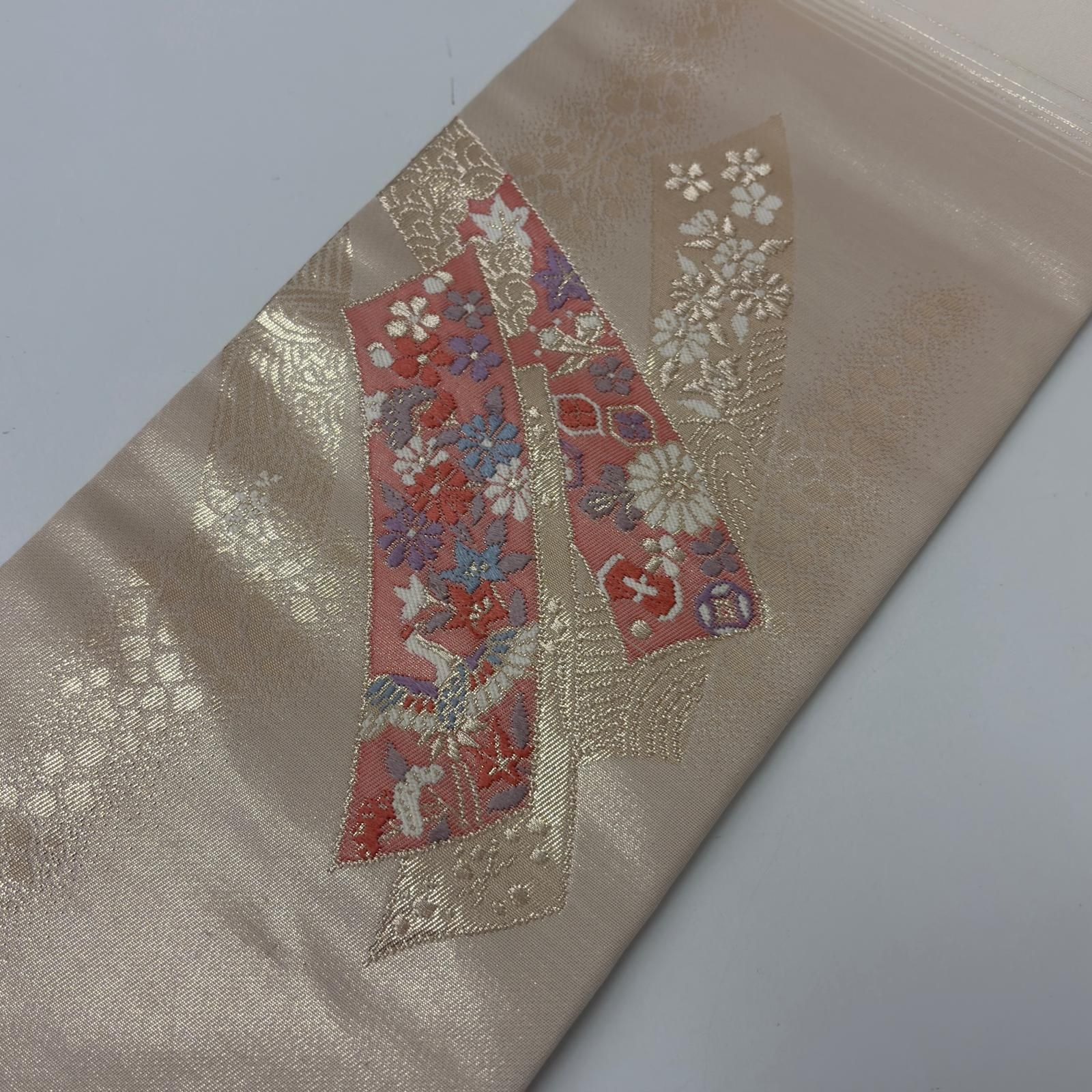 本金箔 二重織 名古屋帯 正絹 唐織 美しい加工 花 九寸 MA-2228 永治屋 
