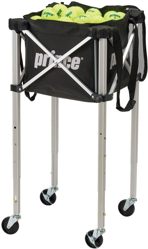 プリンス Prince テニス テニス用ボールバスケット 三段階高さ調整機能ロックピンキャスター付 器具 鞄 部活 練習 チーム 遠征 収納 コンパクト PL065 ブラック