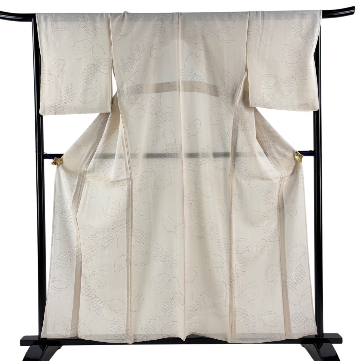 【美品】 紬 身丈162.5cm 裄丈64.5cm 正絹 名品 【中古】 美品】 紬 身丈162.5cm 裄丈65cm M 袷 葉と実 シルエット 焦茶色 正絹