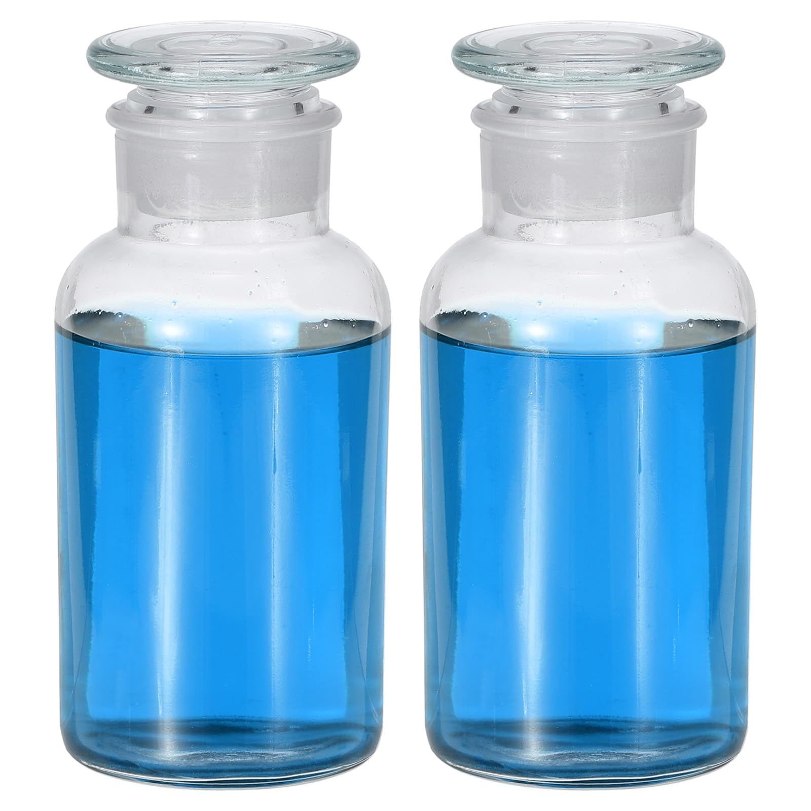 新品 PATIKIL 試薬 メディア ボトル 2個 セット 500ml 広口 ガラス 試薬 保存 ボトル ガラス 研磨 ストッパー 付き 実験室 水 試薬 液体 化学 科学 花瓶 香水 クリア