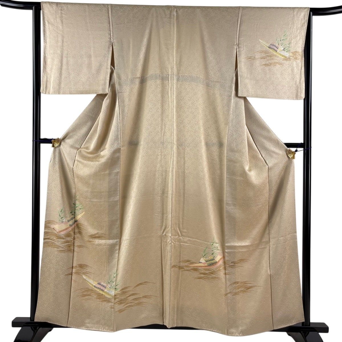 付下げ 身丈158.5cm 裄丈64cm 正絹 秀品 【中古】 付下げ 身丈158.5cm 裄丈64cm M 袷 辻が花 霞 クリーム 正絹 秀品