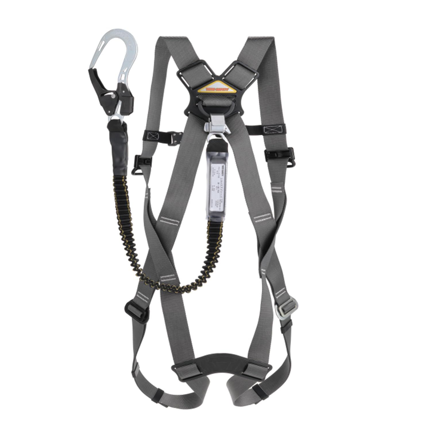 新品 トーヨーセフティー(TOYO SAFETY) カルハーネス フルハーネス型ランヤードセット 新規格品 伸縮式シングルランヤード Mサイズ モスグレー No.FGH-16M-GY