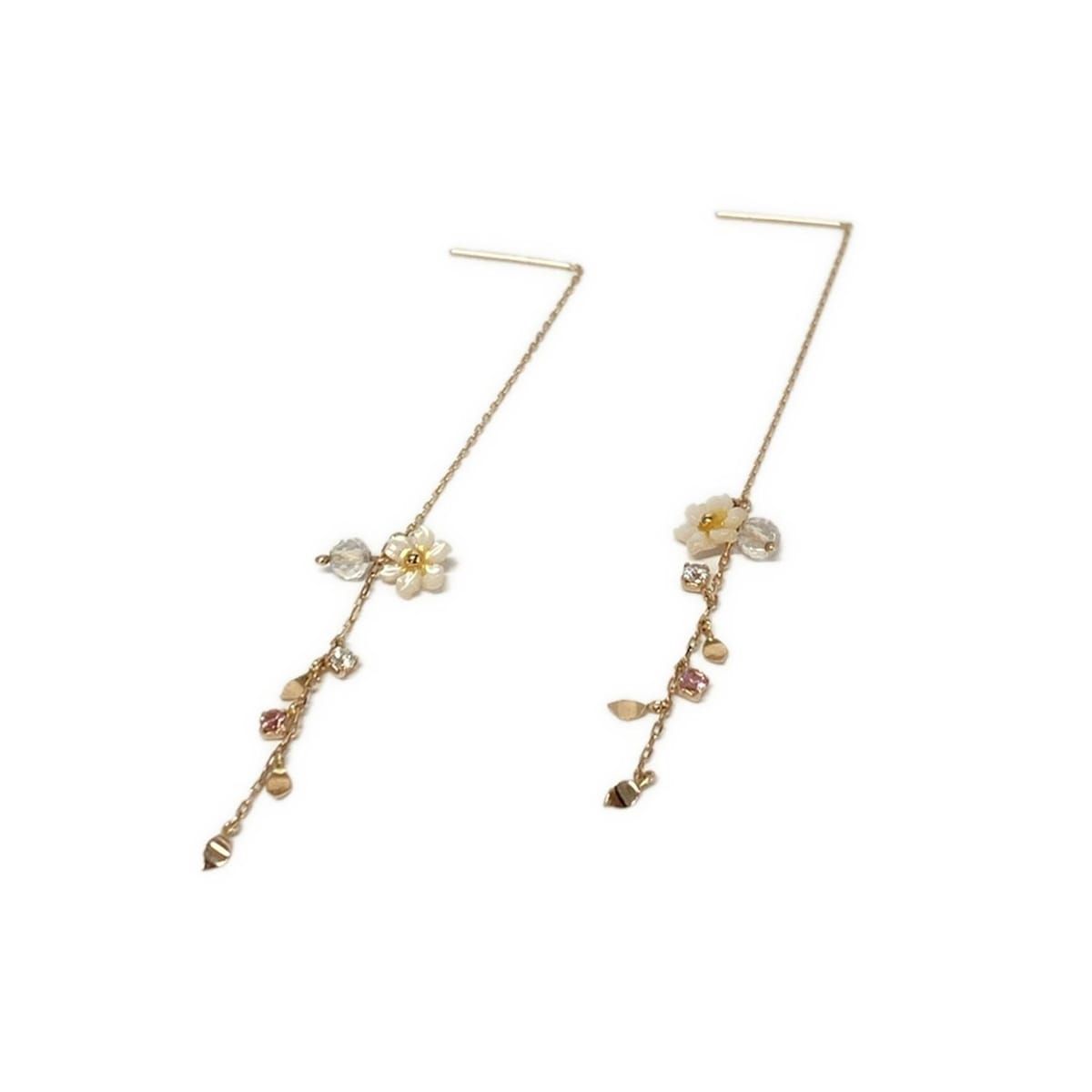 Samantha Tiara(サマンサ ティアラ) ピアス美品 K10PG×白×マルチ 