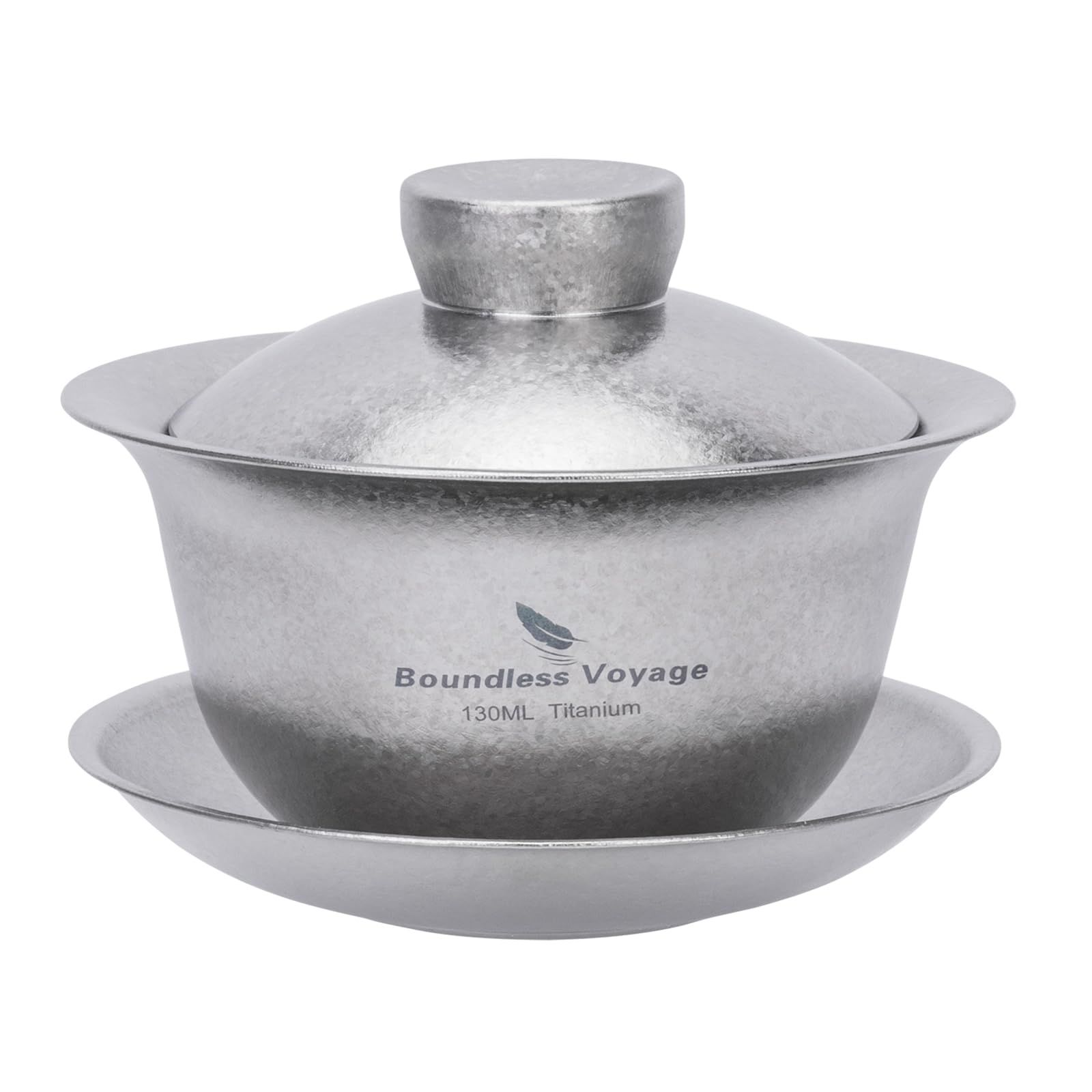 新品 Boundless Voyage チタン蓋碗 130ml ダブルウォール茶碗 耐熱 保温 軽量 錆びない 中国茶器 携帯用 茶具 お家 事務所 旅行用 茶器 アウトドア キャンプ用品 収納袋付き 結晶シルバー Ti3144D
