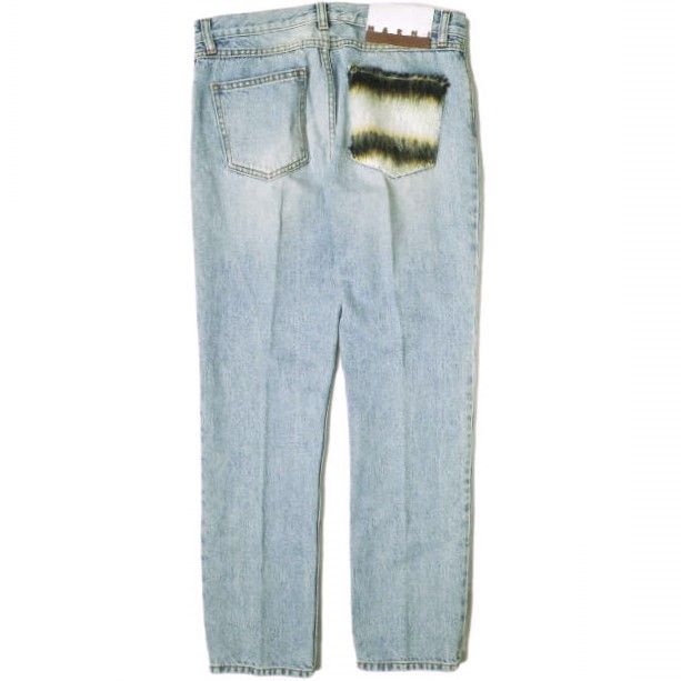 新品 MARNI マルニ 22AW イタリア製 モヘアパッチデニムパンツ 新品 MARNI マルニ 22AW イタリア製 モヘアパッチデニムパンツ