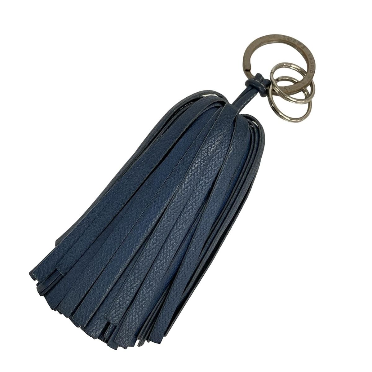 美品 LOEWE ロエベ レザー タッセル フリンジ チャーム キーホルダー LOEWE(ロエベ) キーホルダー(チャーム) - ネイビー×シルバー タッセル