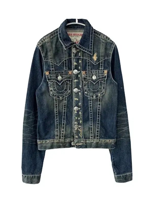 S TRUE RELIGION トゥルーレリジョン y2k ディストレスド デニムジャケット