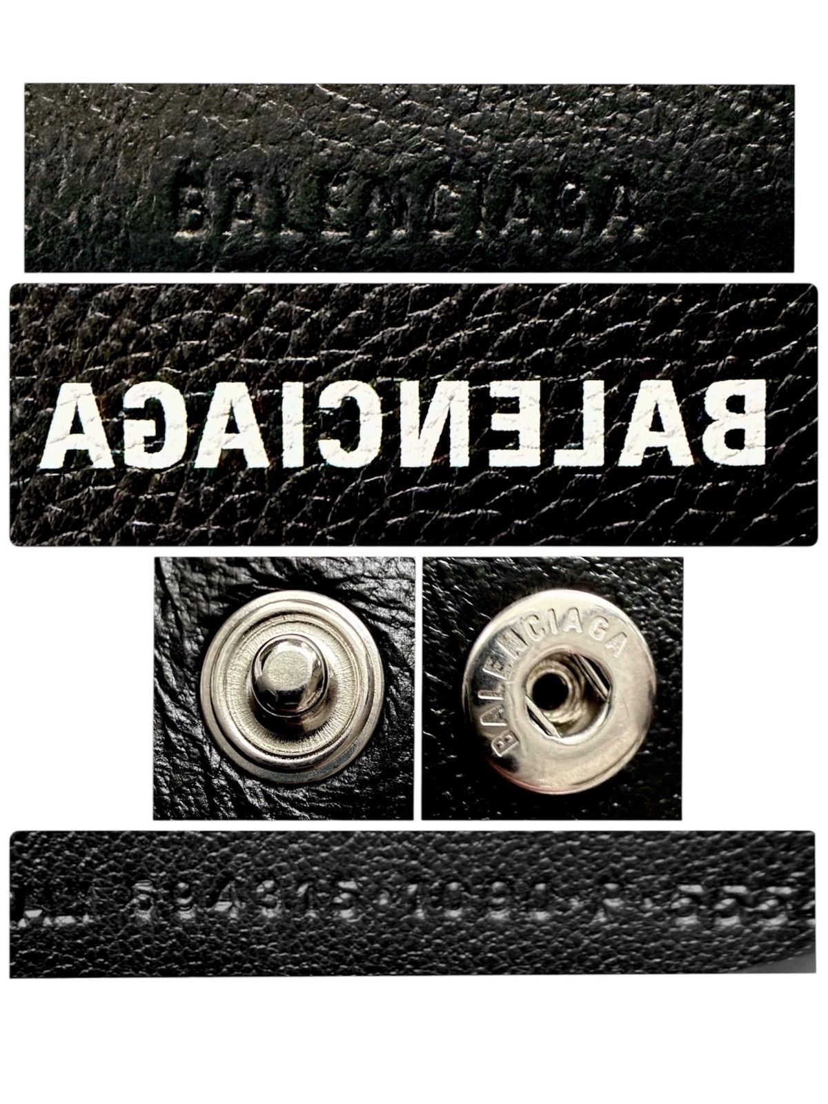 希少✨BALENCIAGAバレンシアガ財布反転ロゴ二つ折り594315リバース黒