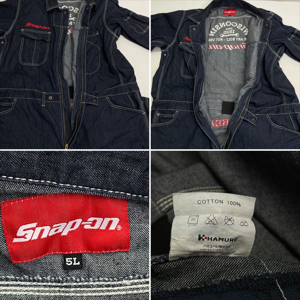 01w-6516 スナップオン SnapOn デニムつなぎ メカニックウェア 刺繍 5L