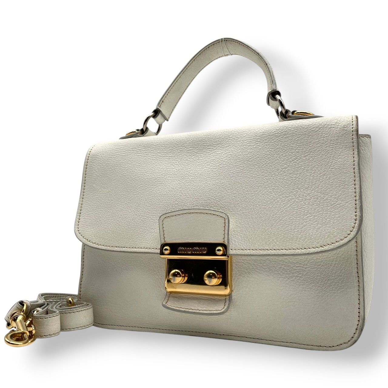 良品 ミュウミュウ miumiu 2WAY ハンドバッグ ショルダーバッグ レザー 