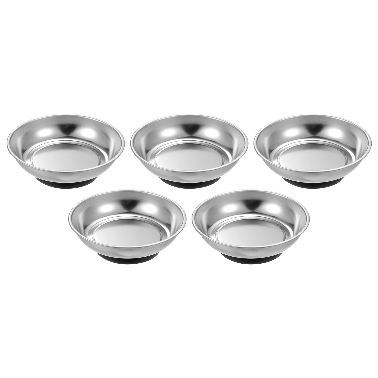 新品 uxcell 丸型マグネットトレイ ステンレス鋼 マグネットツール トレイパーツホルダー ソケットネジ ナット ボルト ピンワッシャー 金属部品用 107 mm x 32 mm 5個