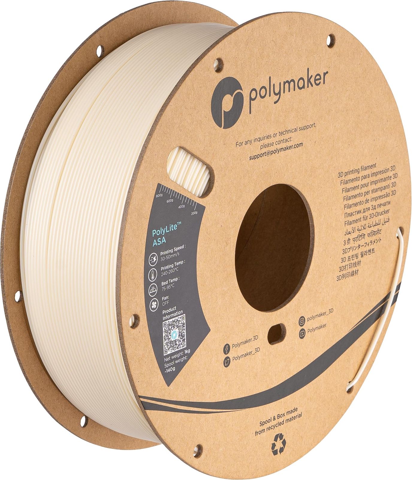 新品 ポリメーカー(Polymaker) 3Dプリンター用高耐候性フィラメント PolyLite ASA 1.75 mm ナチュラル