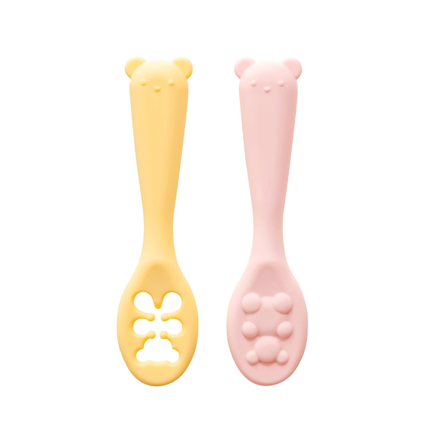 新品 reliev(リリーブ) ファースト離乳食スプーン 2本セット ハニーイエロー×ハニーピンク はじめて使う 成長に合わせて使い分け 吸い食いスプーン ちゅうちゅう吸うだけ 4か月ごろから 電子レンジ対応 食洗機対応 医療用プラチナシリコン使用 4,174円
