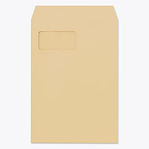 新品 山櫻 封筒 角20 窓付 スミ貼 C1500 LP クラフトCoC 紙厚85g 〒枠ナシ 100枚 / レーザープリンター対応 耐熱窓 A4用 茶封筒 無地 00562662-0100