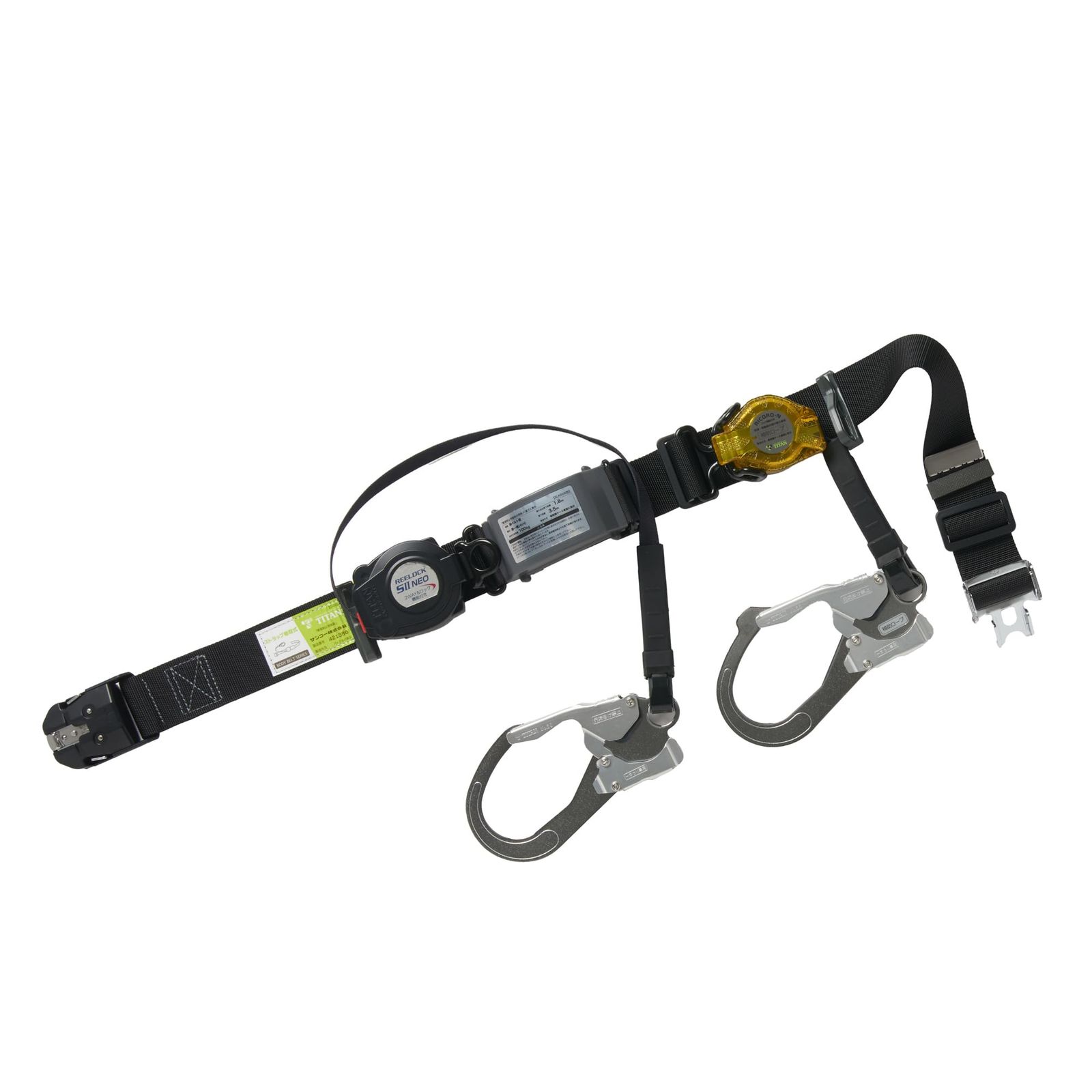 新品 タイタン(TITAN) ダブルフック 二丁掛け REELOCK SIINEOライト 墜落防止用 +RICORO-N 補助ロープ ワンタッチバックルタイプ BL M OT-SLN505-RW-BL-M