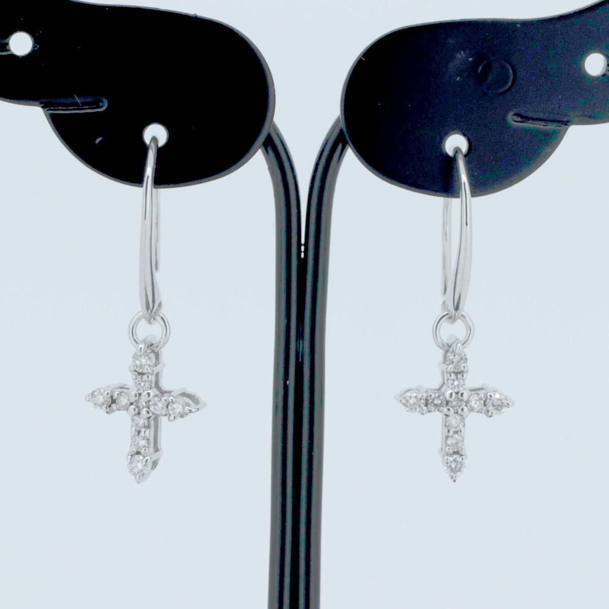 スタージュエリー クロスダイヤモンド ピアス 0.08ct*2 K18WG(18金 