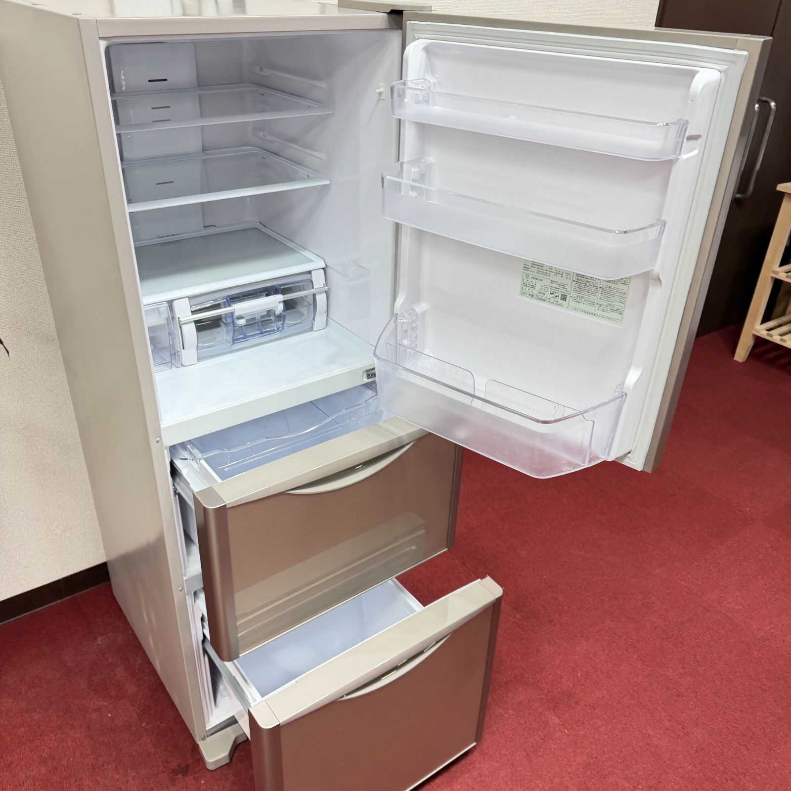 東京23区送料無料 美品日立2017年製 3ドア冷蔵庫265L 製氷機有 洗浄/除 