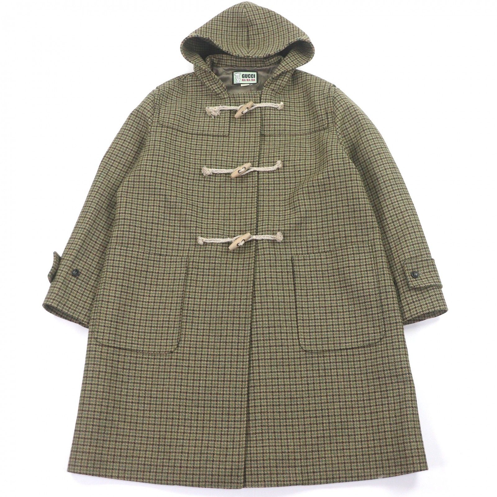 極美品□GUCCI グッチ 702516 ウール レーヨン HA HA HA 千鳥格子 総柄 
