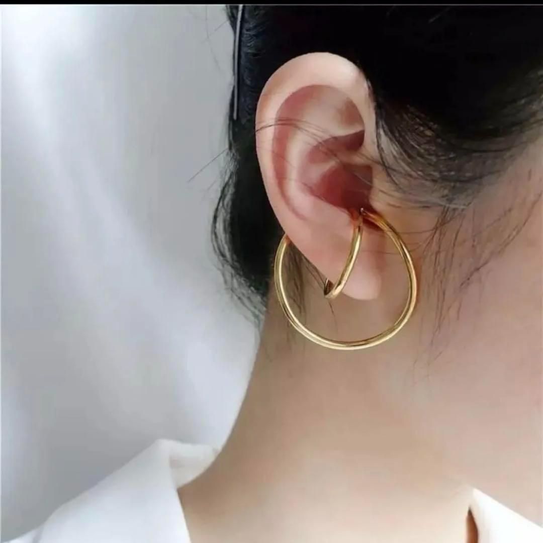 Ear Cuffs, Large Hoop, Gold, Women's, Non-Hole Earrings, Not Painful, Lightweight, Stylish, Korean Accessory, Simple, Elegant, Everyday Use, Wedding, Second Party, Date, Adult, Cute, Popular, Trendy, Gift, Gift