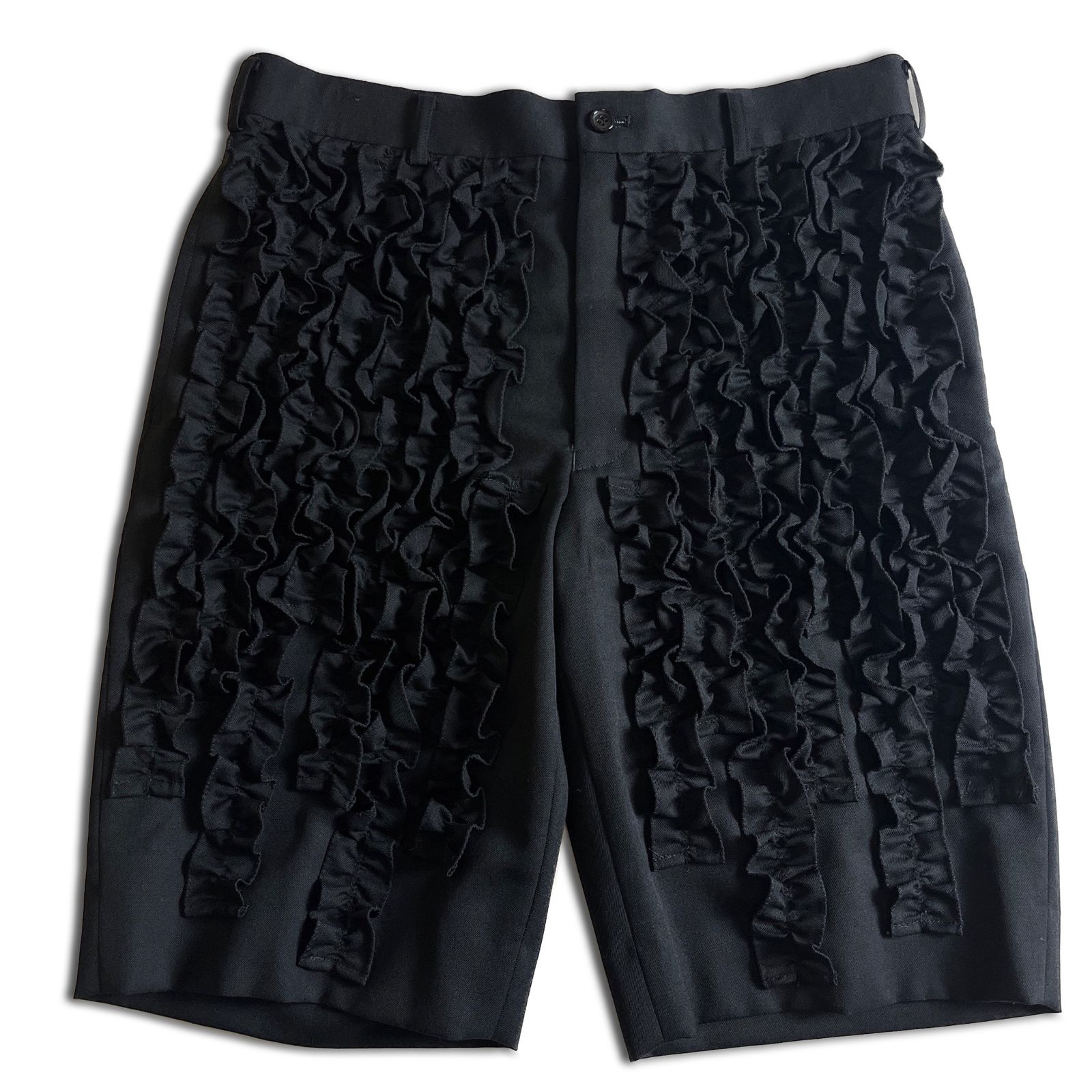 12SS】COMME des GARCONS HOMME PLUS フリルショートパンツ S ブラック