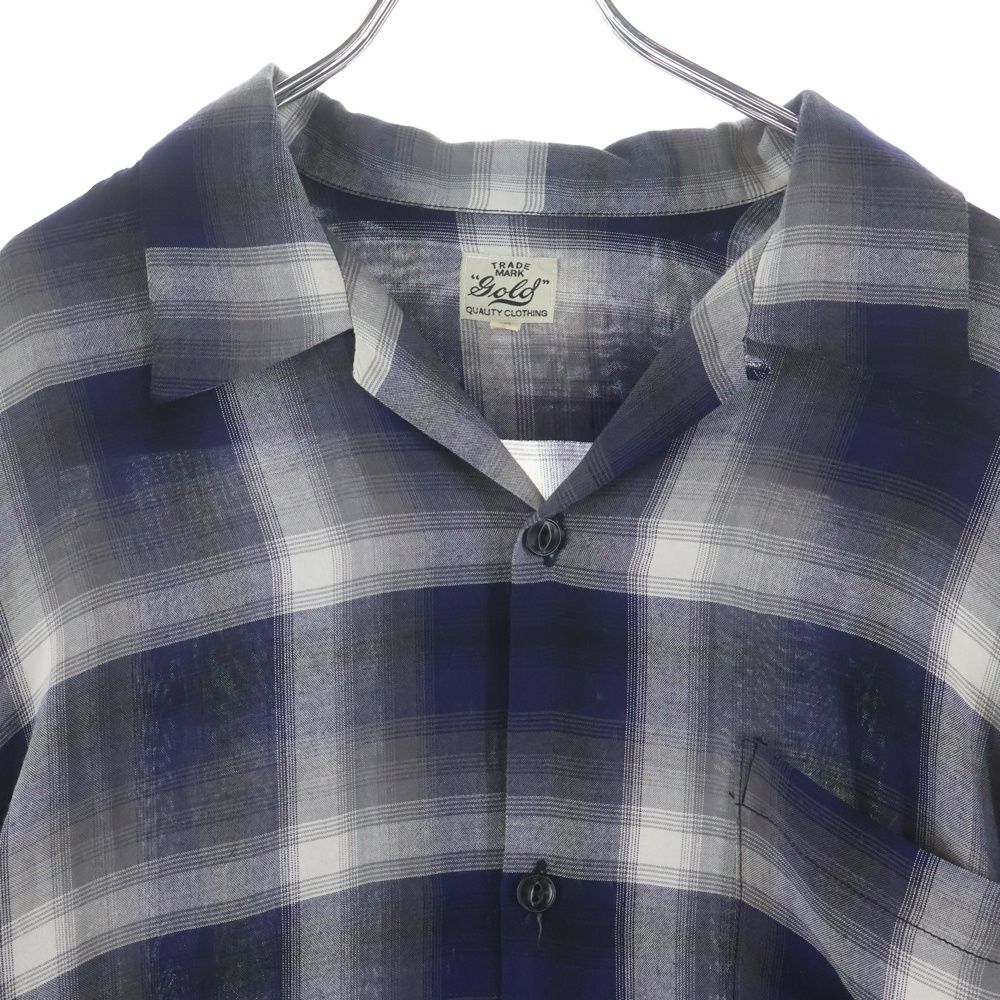GOLD レーヨン オンブレチェック 長袖シャツ ブルー GL29344 GOLD (ゴールド) RAYON CHECK OPEN SHIRT レーヨン オンブレチェック