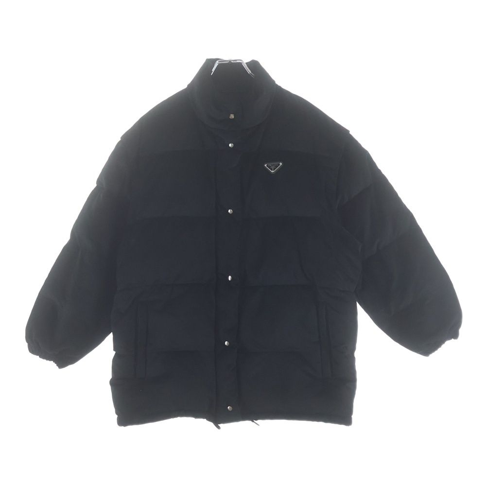 PRADA プラダ　トライアングルプレート　コーデュロイジャケット　ブラック PRADA (プラダ) トライアングルロゴプレート デタッチャブルスリーブ