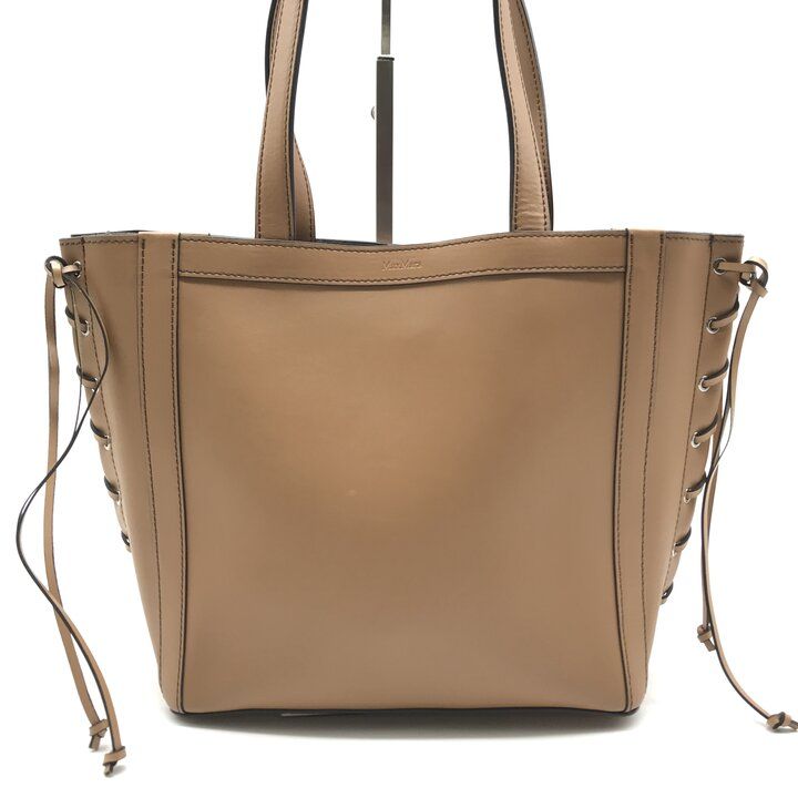 美品 Max Mara マックスマーラ トート バッグ 肩掛け レザー 編み込み 
