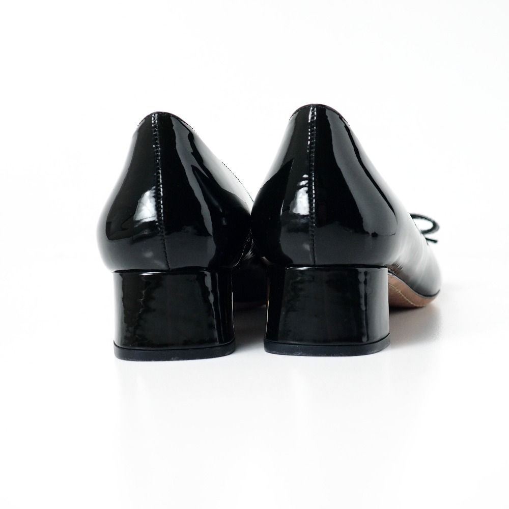 PRADA パテントレザー リボン パンプス　38 PRADA プラダ パンプス サイズ38 リボン パテントレザー スクエアトゥ