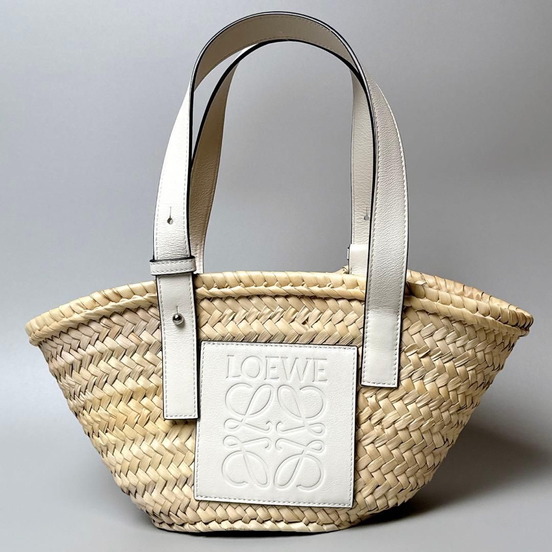 LOEWE / アナグラム バスケットバッグ スモール ホワイト かごバッグ