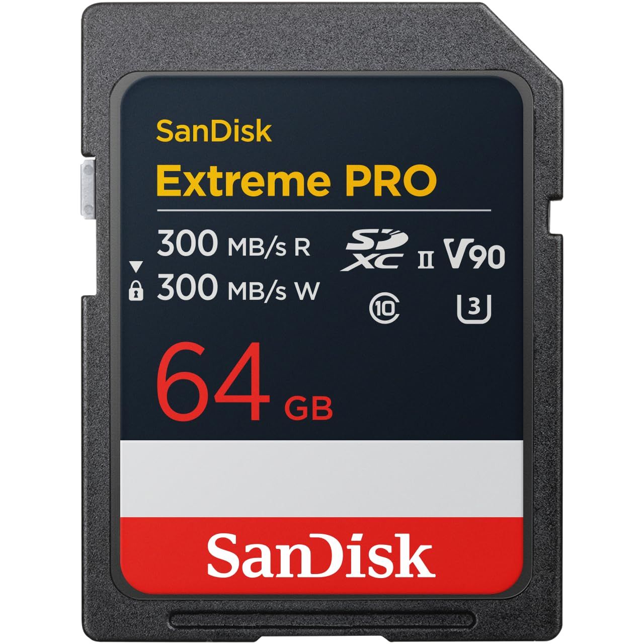 新品 SanDisk 64GB Extreme PRO SDXC UHS-II メモリーカード - 最大300MB/秒の読み取りと書き込み速度、V90、8K、4K UHD、SDカード - SDSDXDM-064G-GN4IN。