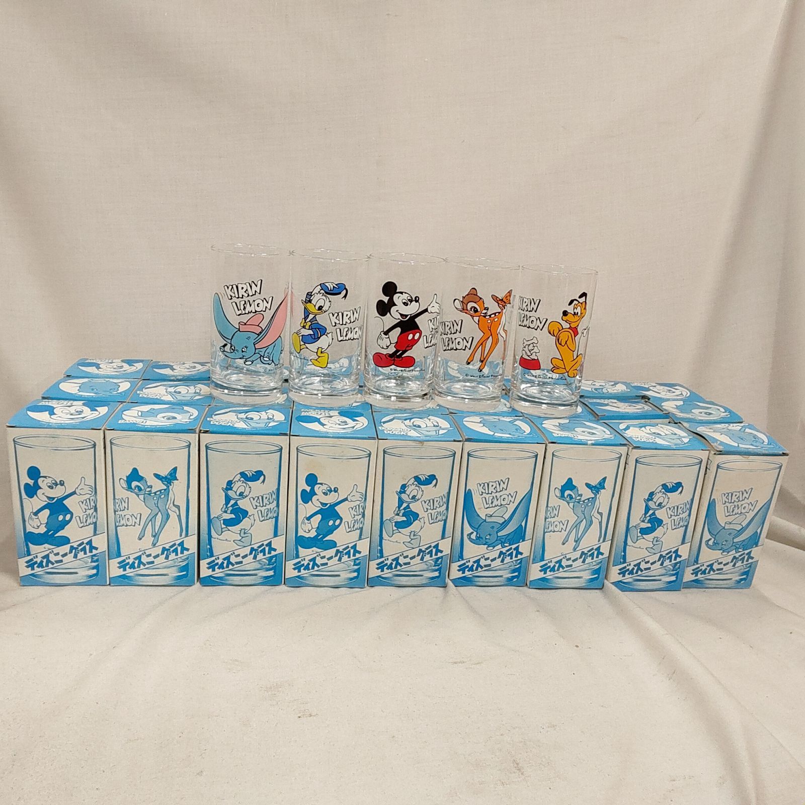 ディズニー 昭和レトロ キリンビール グラス ダンボ バンビ ドナルド プルート 未使用品 キリンレモン ディズニーグラス 27個セット（ 全5種類