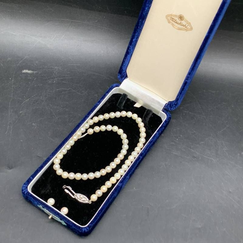 O435 ジャンク ヴィンテージ パールネックレス 三越 (Mitsukoshi 