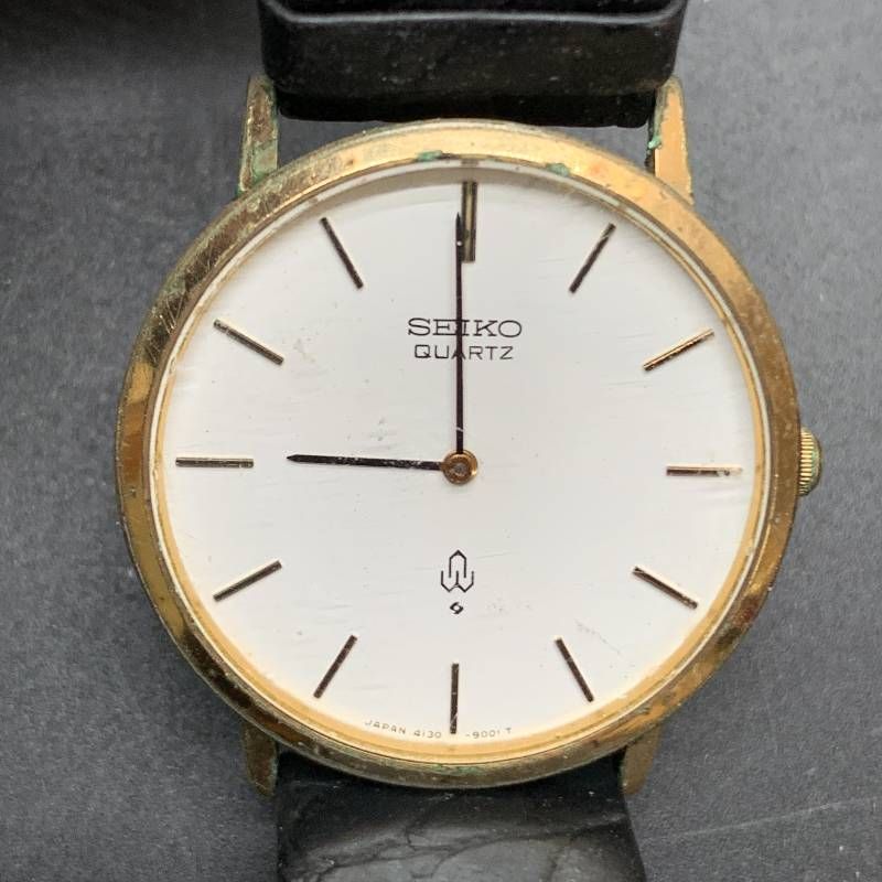 N436 후도샤 아우터 벨트 세이코 채리엇 남성용 시계 쿼츠 로만 빈티지 4130-9001 일본산 1970년대 세이코 그린 블루 구매 가능