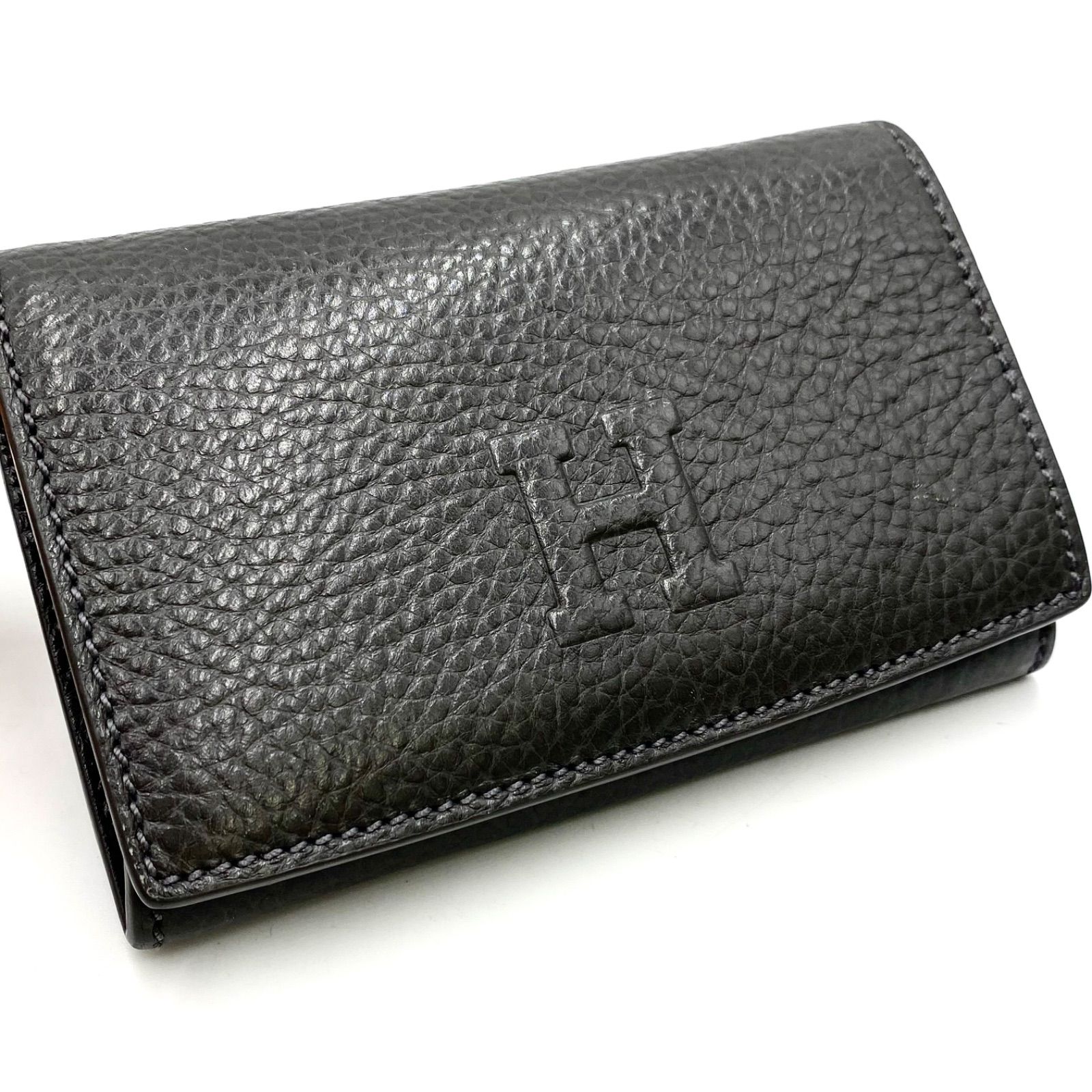 極上美品 HIROFU ヒロフ 財布 ウォレット 二つ折り レザー 本革 グレー 