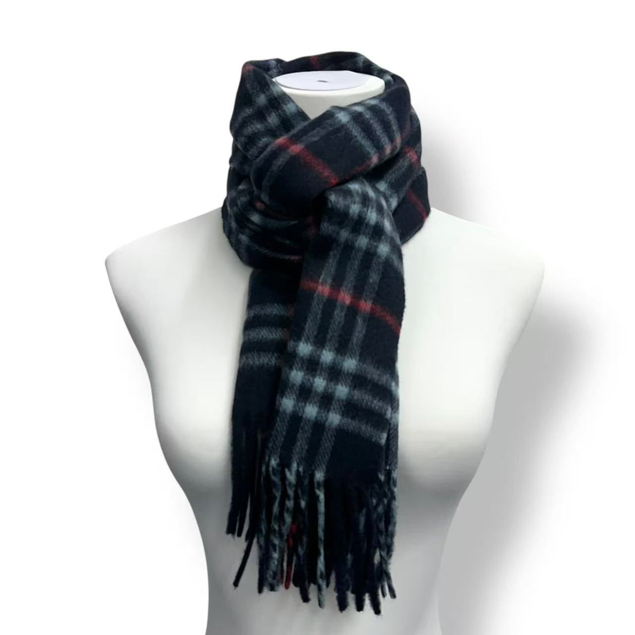 未使用品 Burberry バーバリー マフラー カシミヤ チェック柄 ブラック 