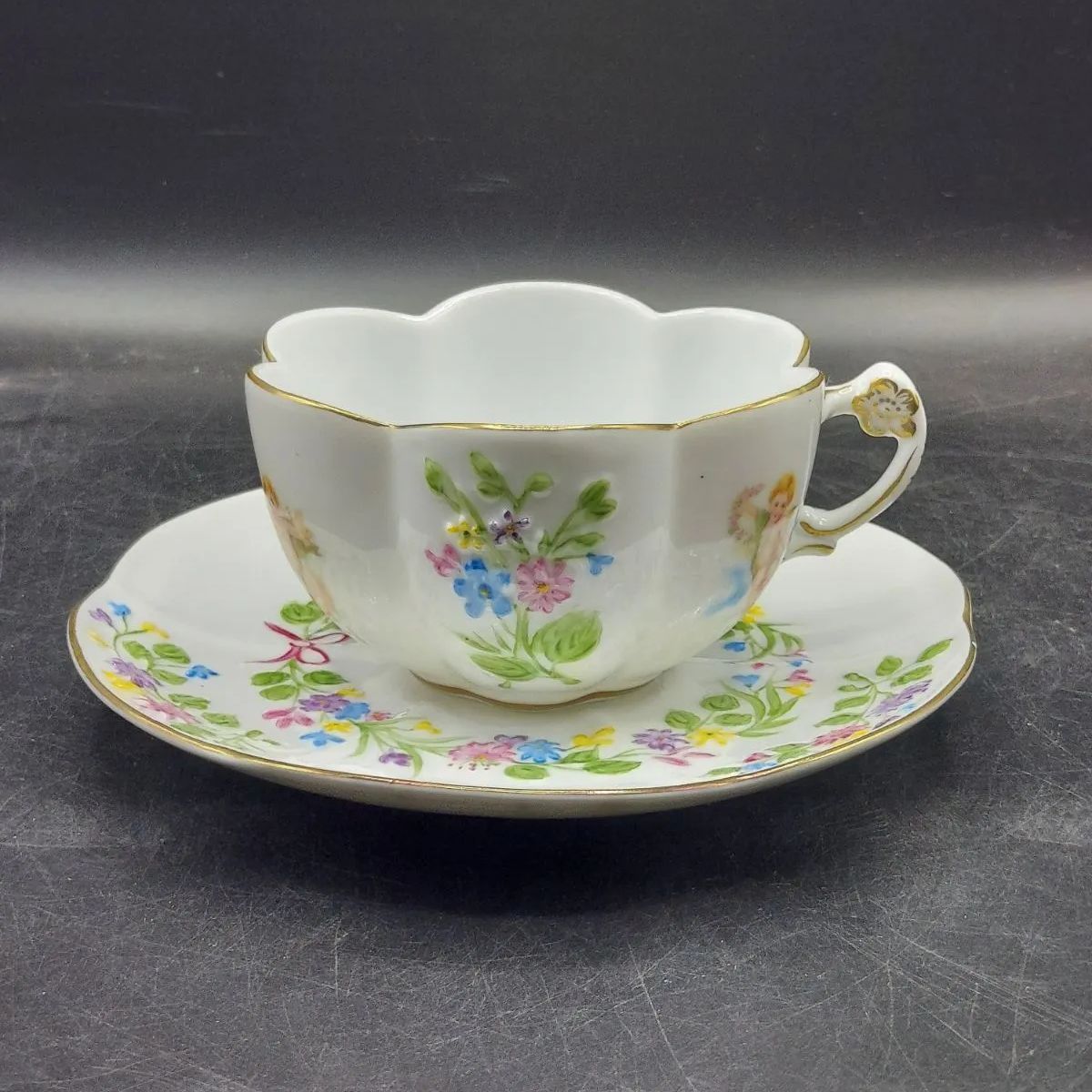 美品 ドイツ ライヒェンバッハ カップ ソーサー エンジェル 花柄 美品 ドイツ ライヒェンバッハ カップ ソーサー エンジェル 花柄