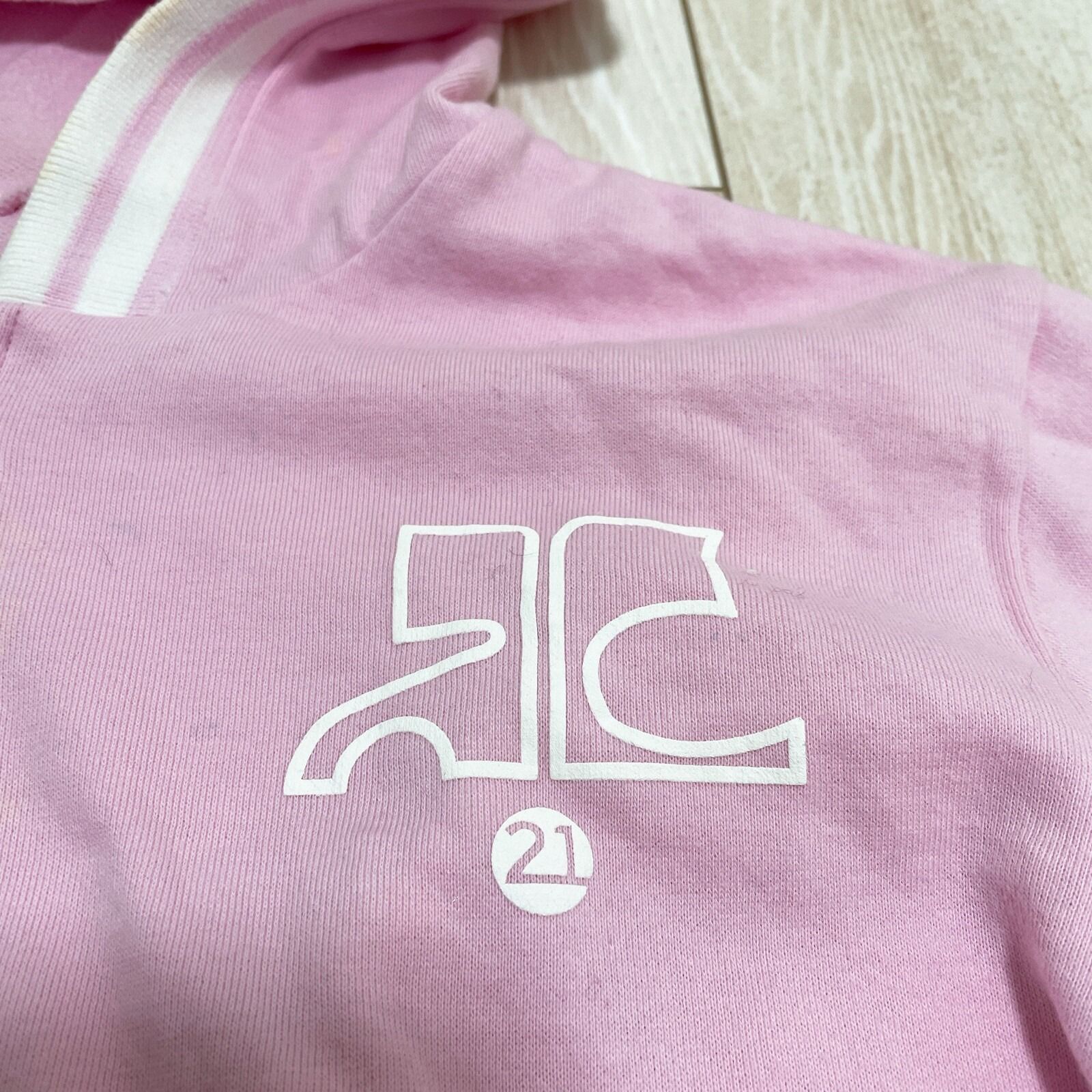 Courreges 21 クレージュ フルジップ パーカー ピンク ロゴ 長袖 
