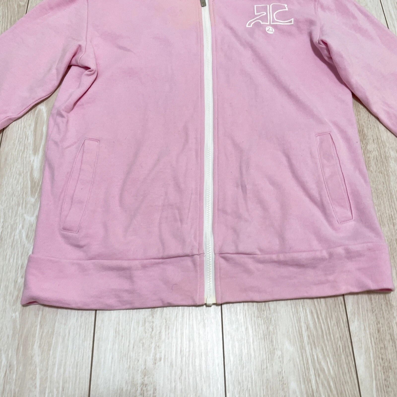Courreges 21 クレージュ フルジップ パーカー ピンク ロゴ 長袖 