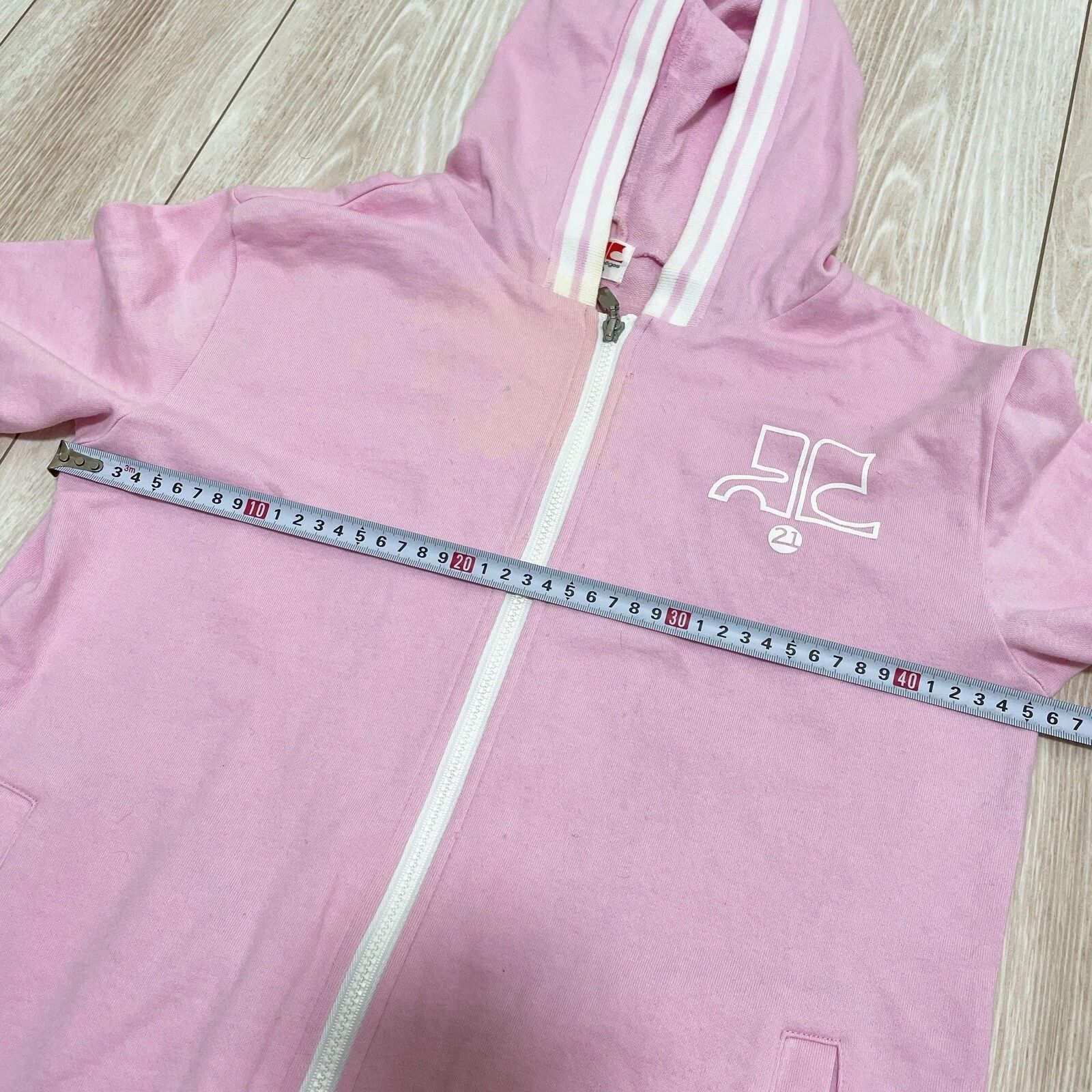 Courreges 21 クレージュ フルジップ パーカー ピンク ロゴ 長袖 